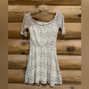 Charlotte Russe lace dress. Cream/tan. Size Small. Worn once.